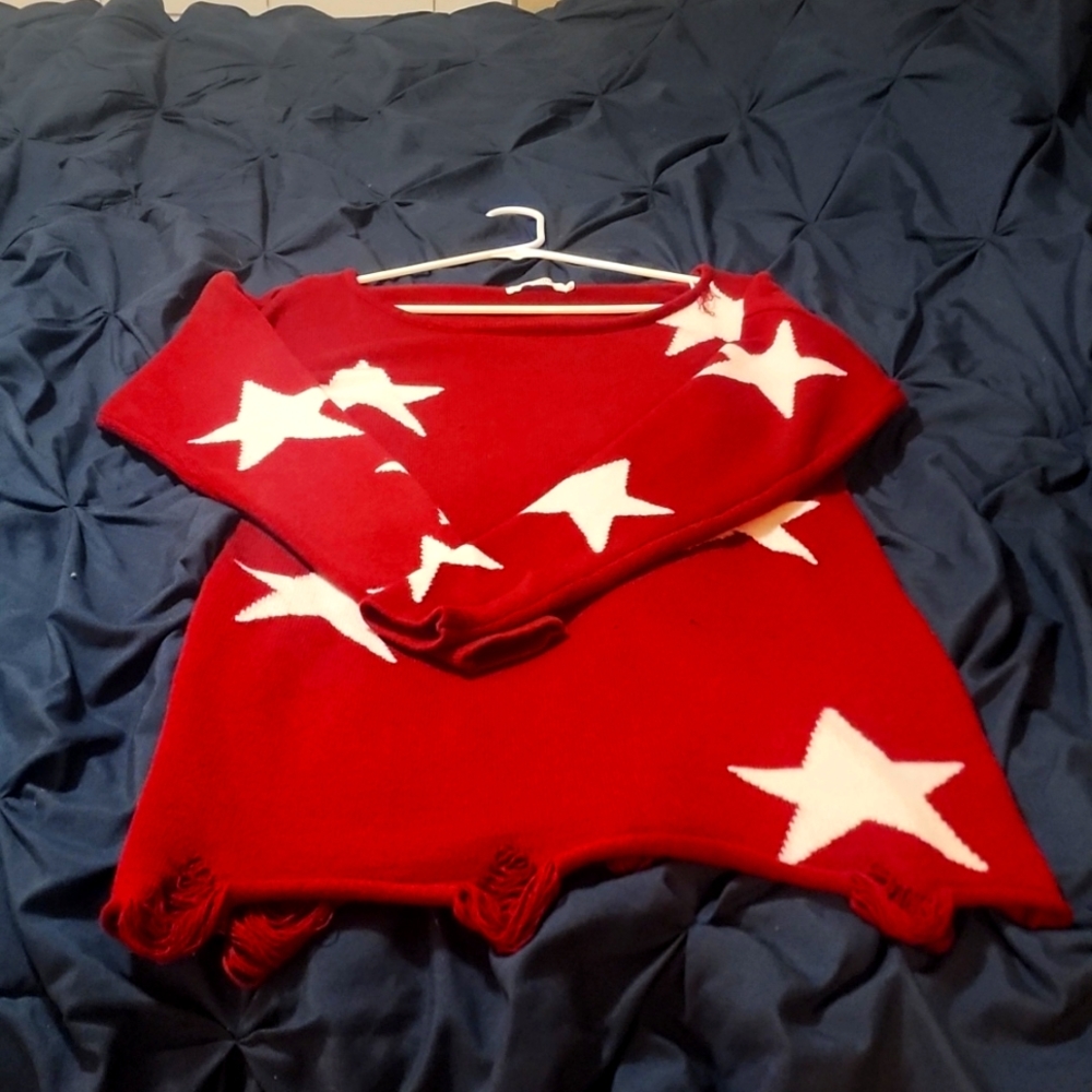 Maroon with white stars sweater
